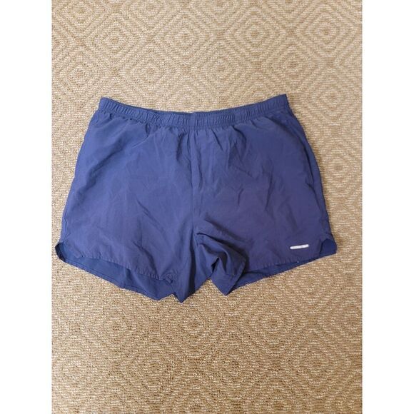 Pants - Womens dark blue fitness gear athletic shorts with inner liner and pockets